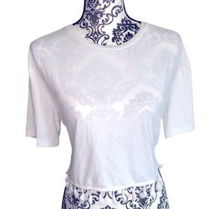 White Crop T-Shirt With Tassels